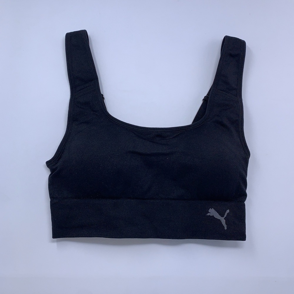 Puma Womens Small Black Seamless Adjustable Strap Sports Bra New